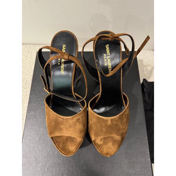 SAINT LAURENT JODIE PLATFORM SANDALS IN SUEDE LAND BNIB 39.5 - Picture 4 of 9